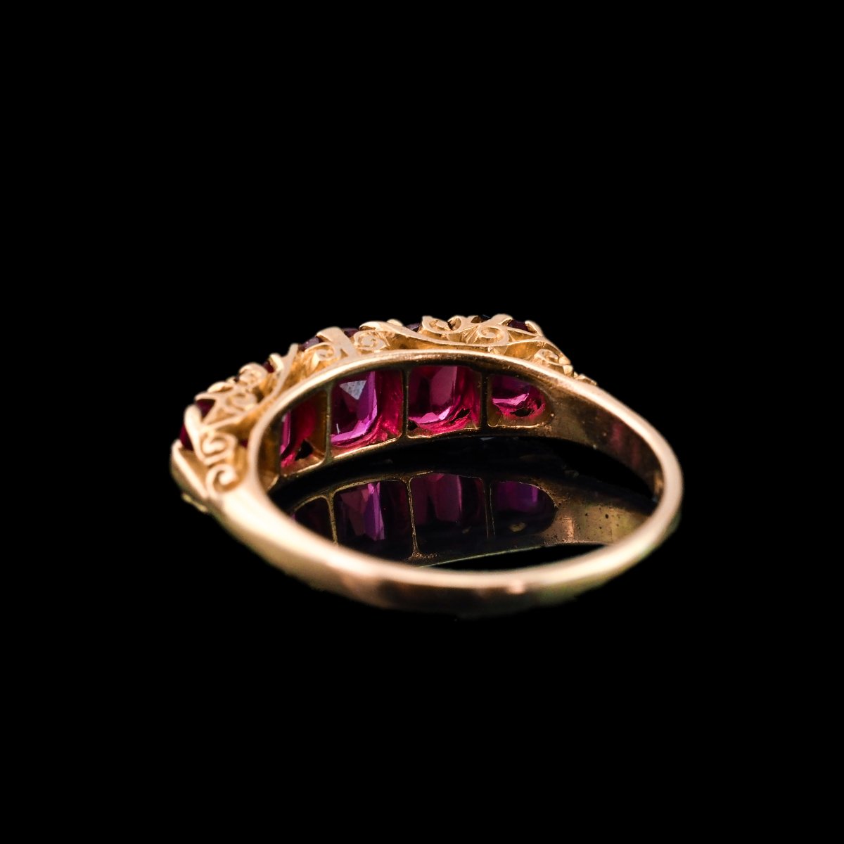 Bague ancienne victorienne à cinq rubis en or 18 carats – vers 1900-photo-8