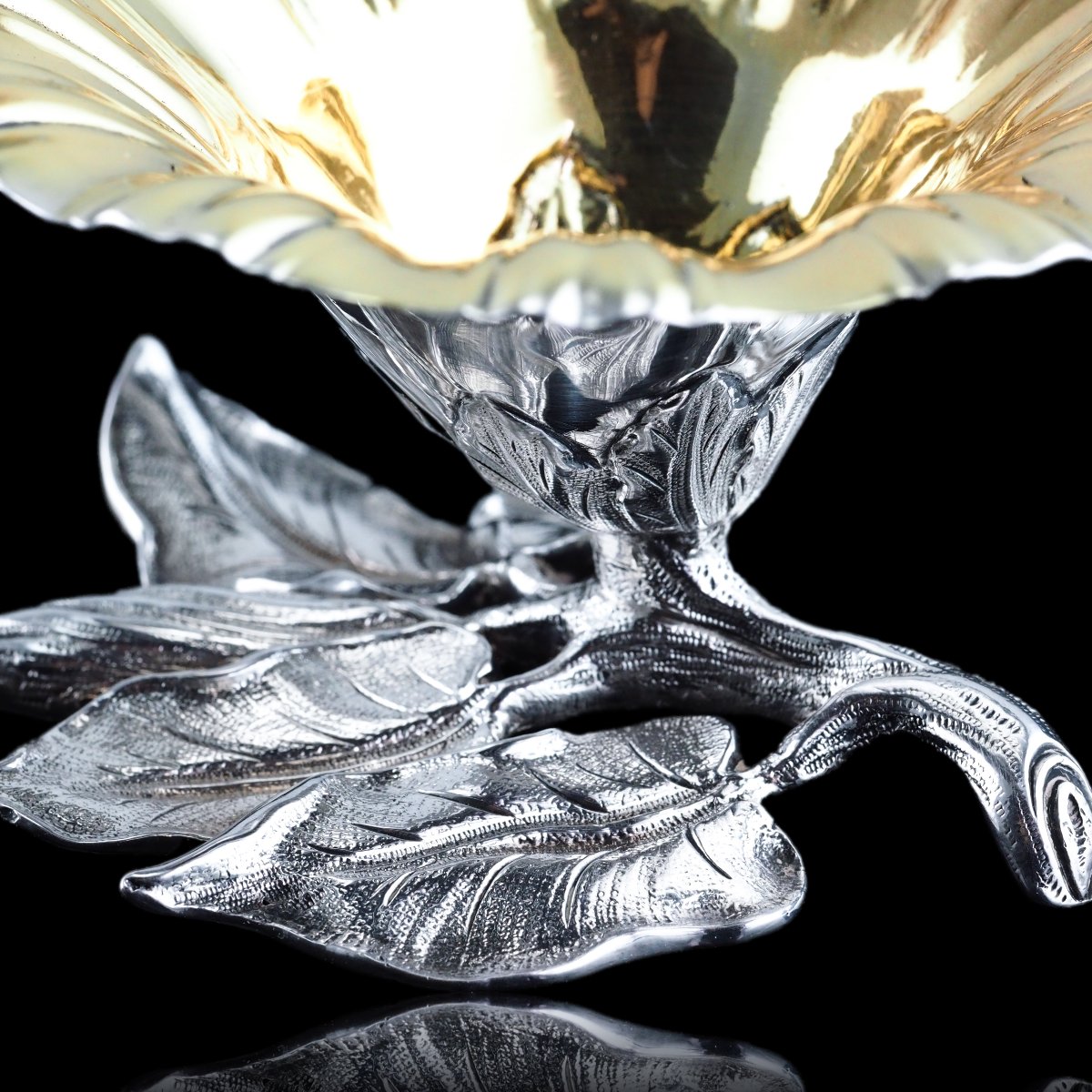 Antique Solid Silver Salt Cellars Naturalistic Flower Design - William Bateman 1832-photo-3