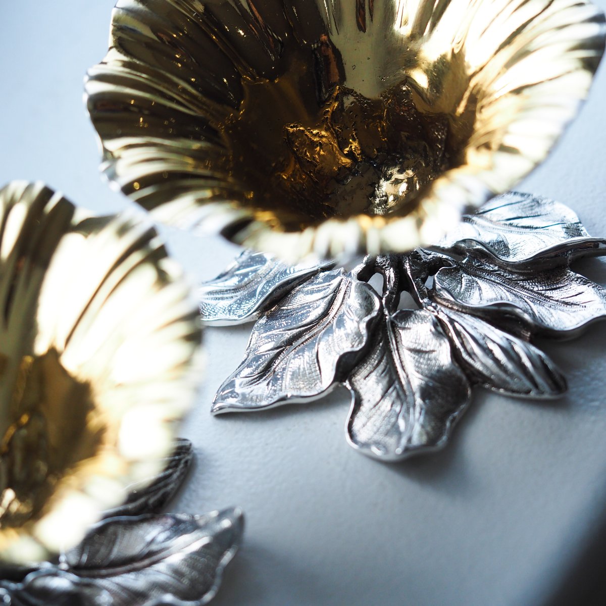 Antique Solid Silver Salt Cellars Naturalistic Flower Design - William Bateman 1832-photo-3