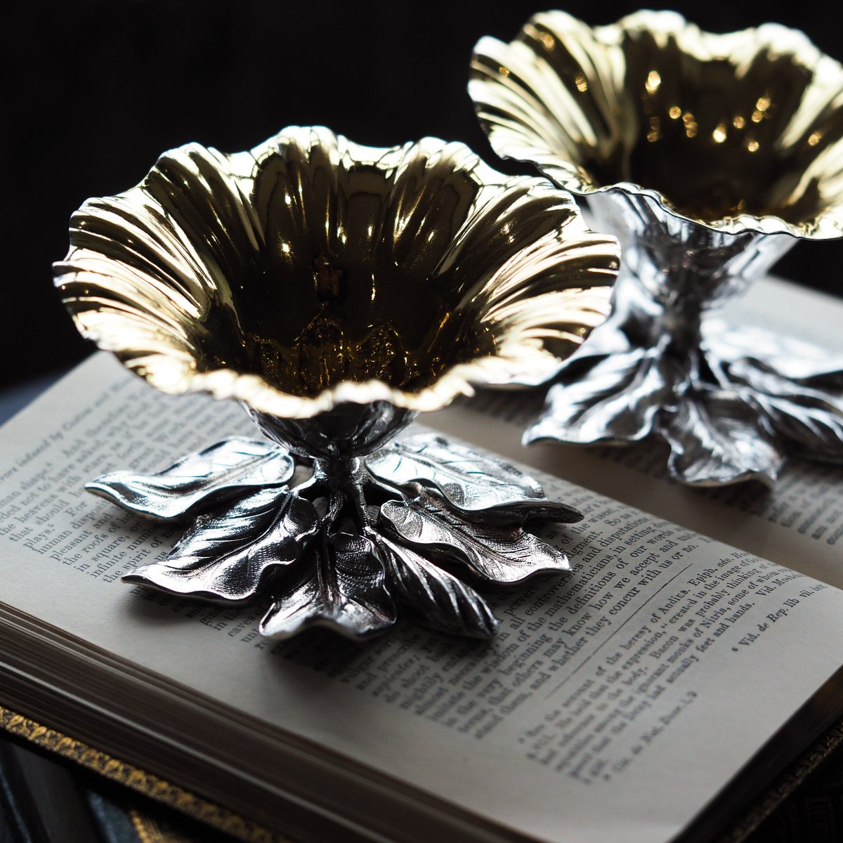 Antique Solid Silver Salt Cellars Naturalistic Flower Design - William Bateman 1832-photo-5