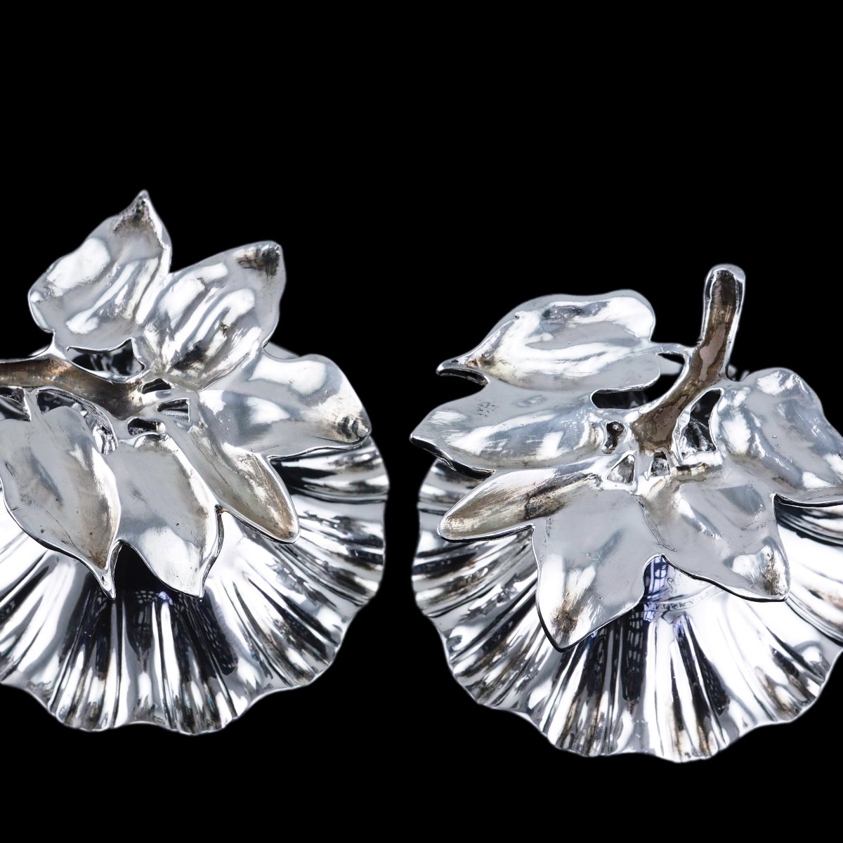 Antique Solid Silver Salt Cellars Naturalistic Flower Design - William Bateman 1832-photo-7
