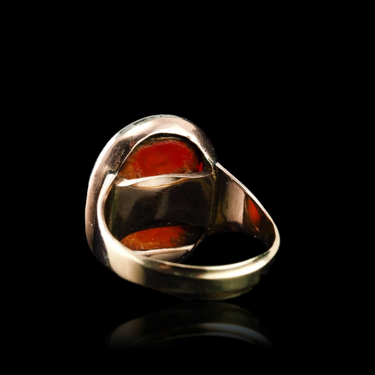 Antique 18k Gold Carnelian Intaglio Ring, Side Profile Gentleman - 19th Century.-photo-3