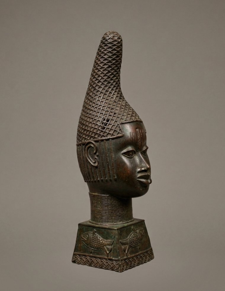 Oba Commemorative Head Bronze Ife-beni Edo-benin-photo-4