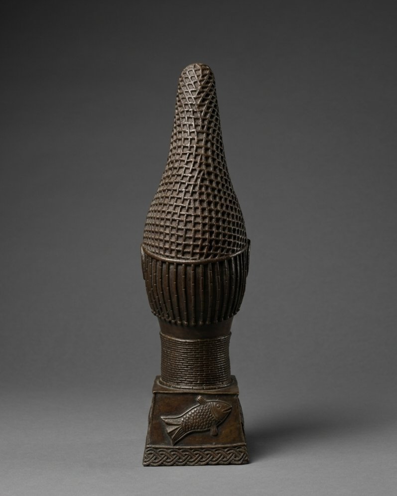 Oba Commemorative Head Bronze Ife-beni Edo-benin-photo-5