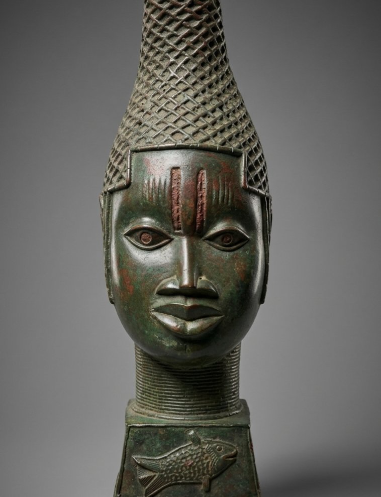 Oba Commemorative Head Bronze Ife-beni Edo-benin-photo-6