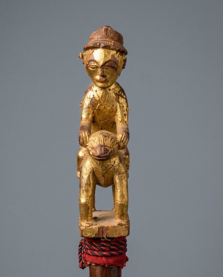 Dignitary Cane. Baule-côte d'Ivoire.  Gold Leaf-photo-1