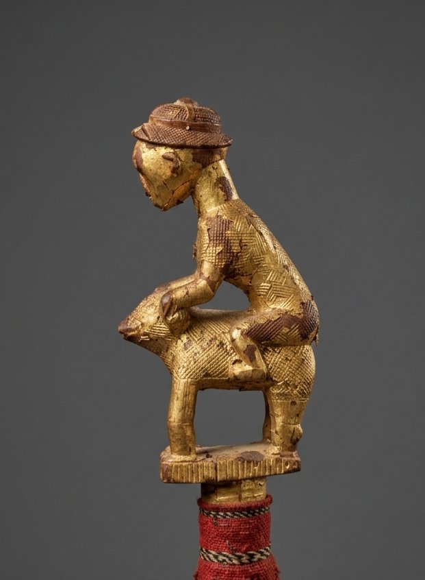 Dignitary Cane. Baule-côte d'Ivoire.  Gold Leaf-photo-2