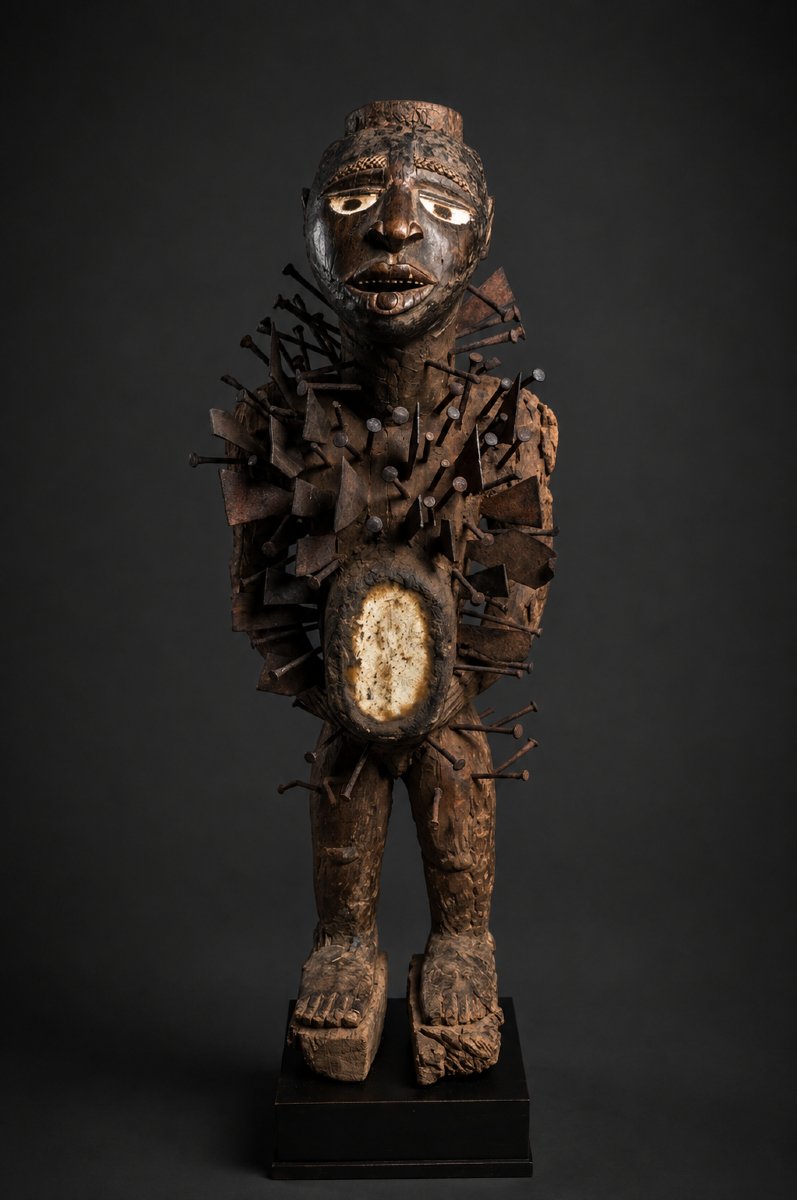 STATUE KONGO, FIGURE DE POUVOIR, NKISI -photo-2