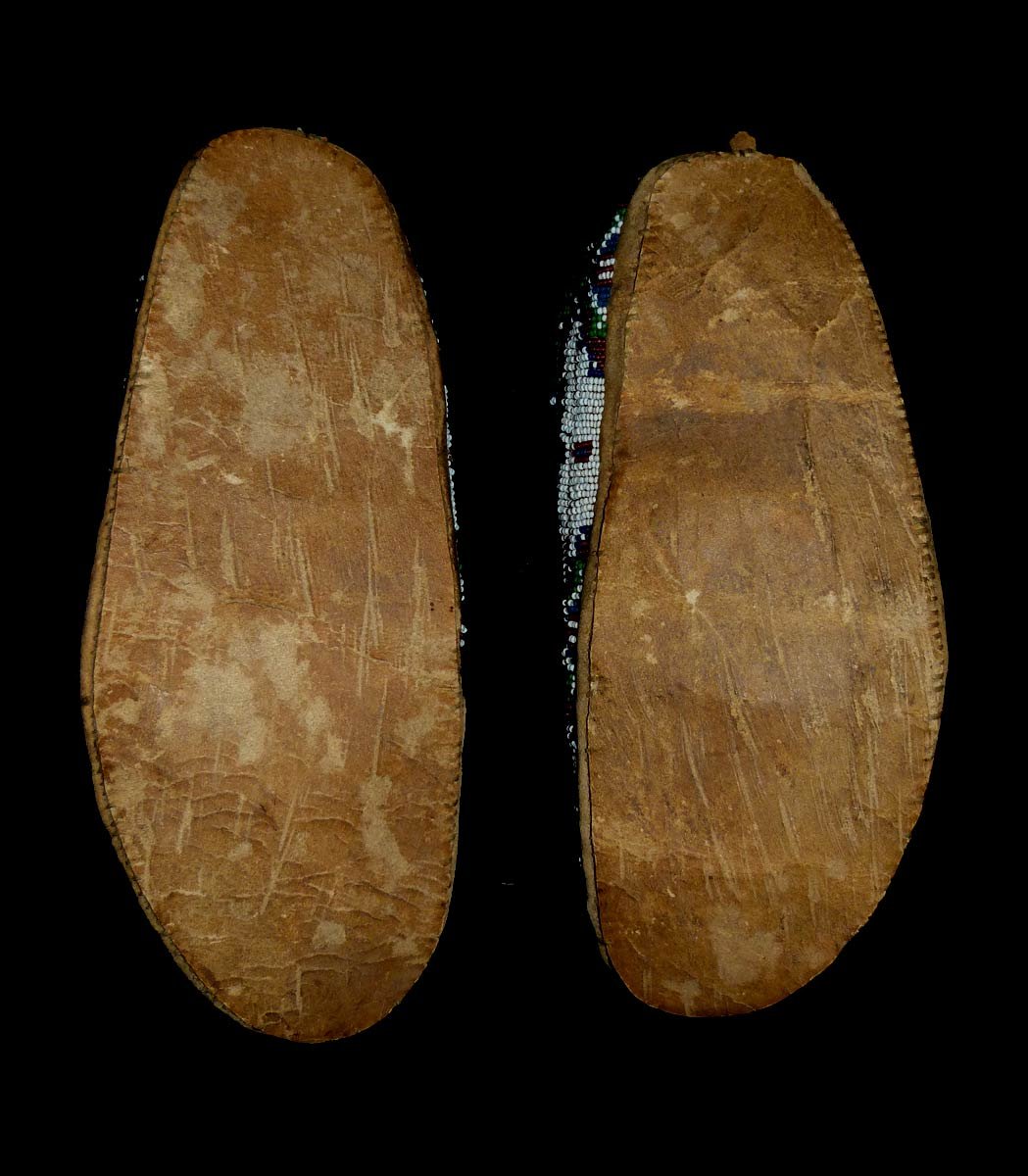 Paire de Mocassins Sioux des Hauts Plateaux  Amérique du Nord Amérindien-photo-2