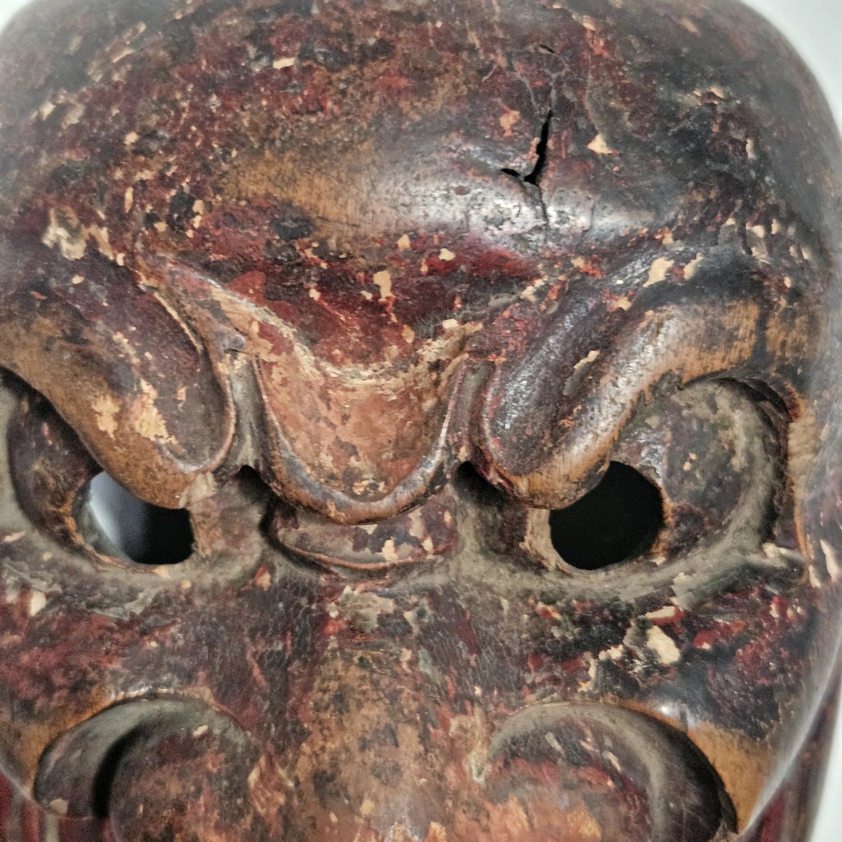 Japanese Demon Mask Made Of Lacquered Wood -photo-3