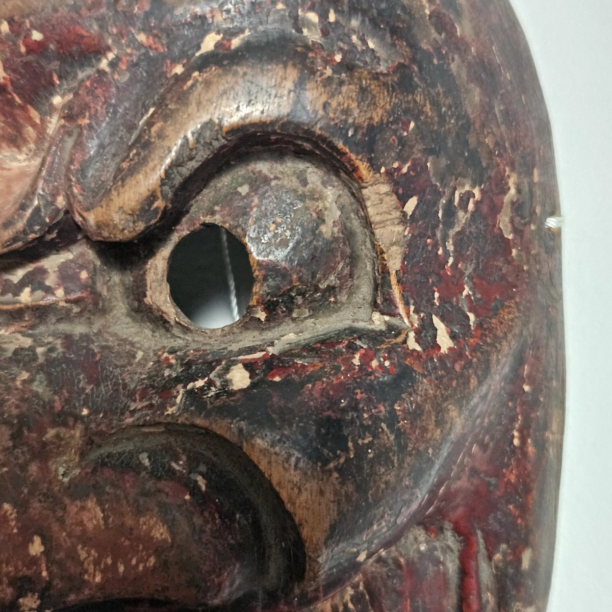 Japanese Demon Mask Made Of Lacquered Wood -photo-4