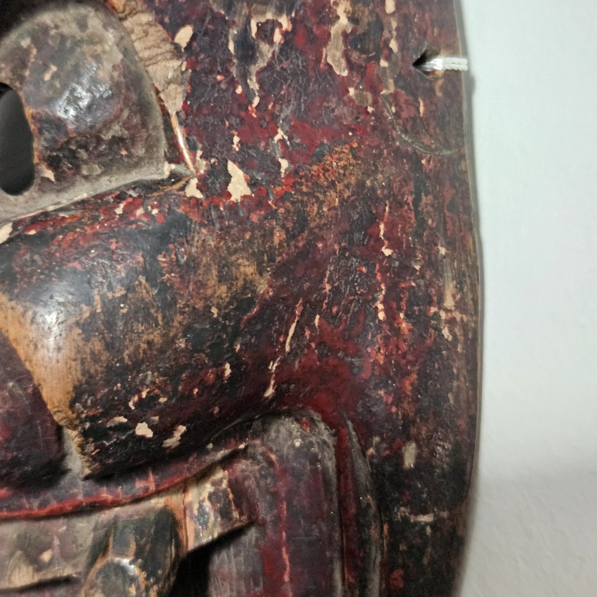 Japanese Demon Mask Made Of Lacquered Wood -photo-2