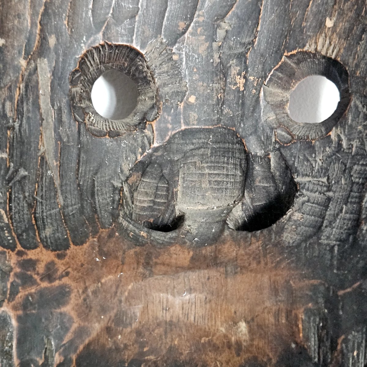 Japanese Demon Mask Made Of Lacquered Wood -photo-4