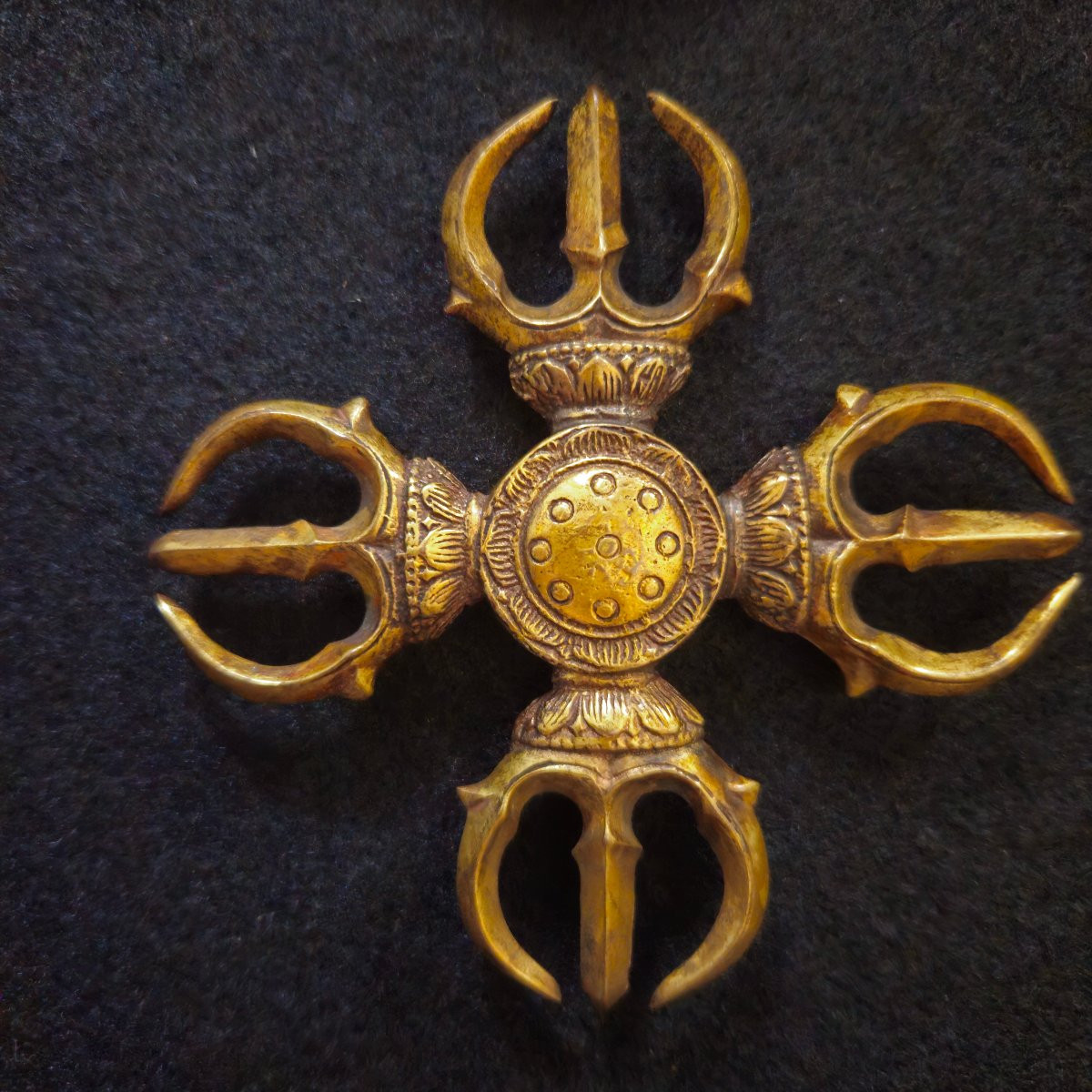 Set Of 7 Japanese Buddhist Ormolu Rinpo Vajra Katsuma Instruments-photo-7