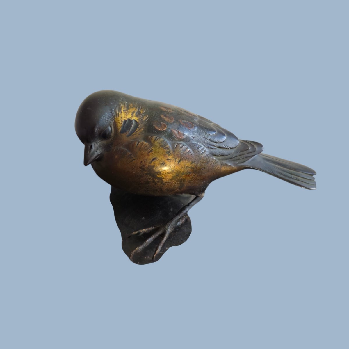 Moineau sur une tuile faîtière traditionnelle japonaise -photo-3