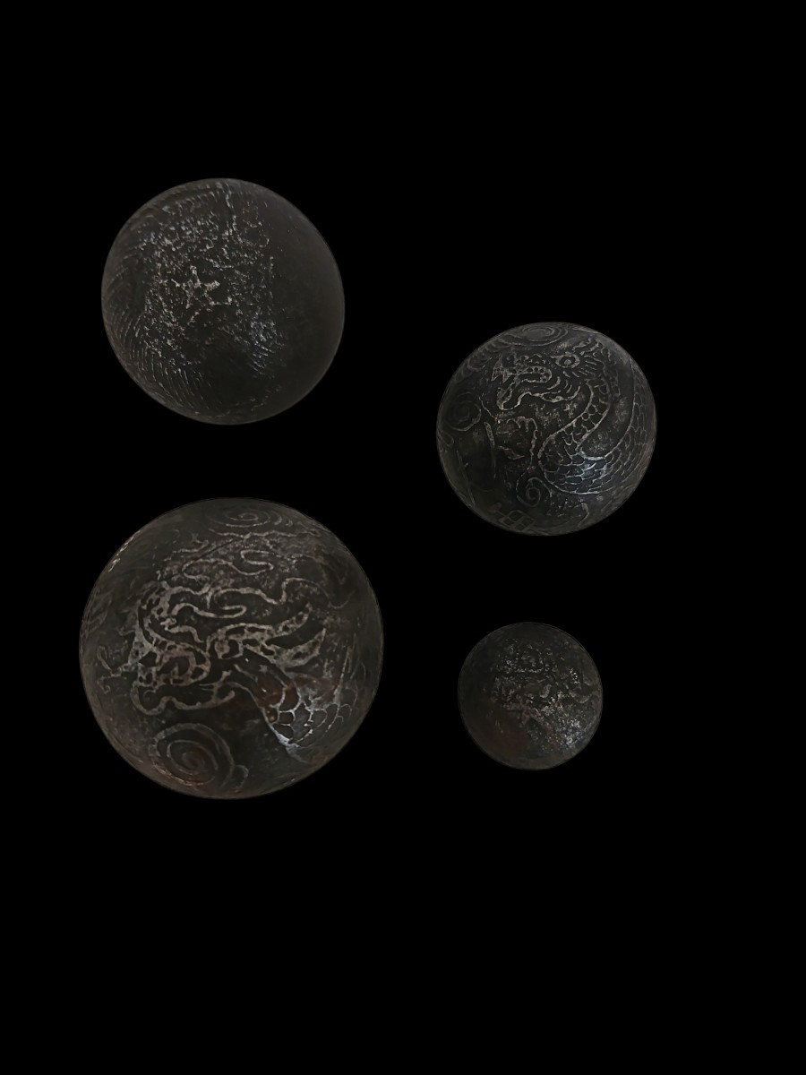 Indonesian Iron Talisman Spheres. Chinese Java