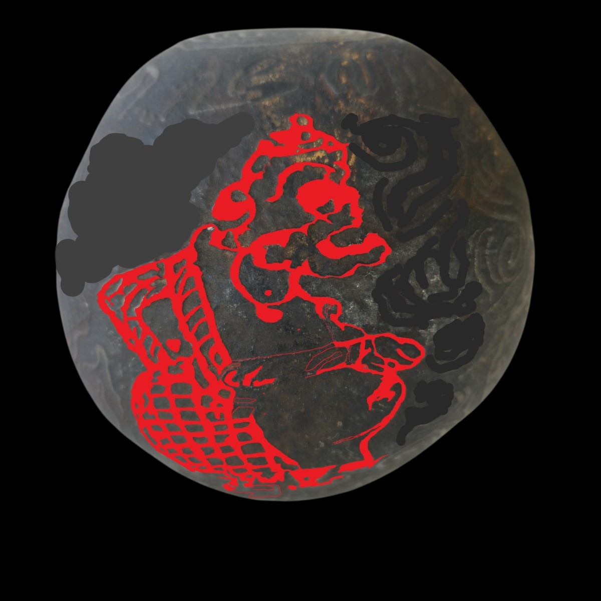 Indonesian Talisman Sphere With 2 Semar And Dragon Deities-photo-3