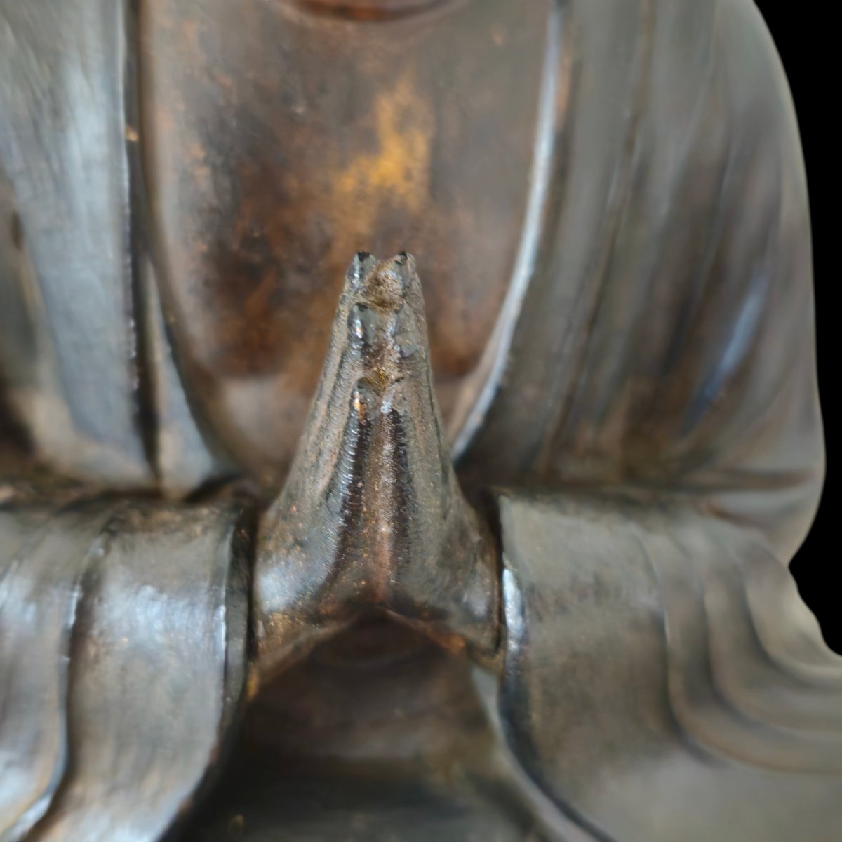 Bouddha Shakyamuni japonais en bois et dorure-photo-6
