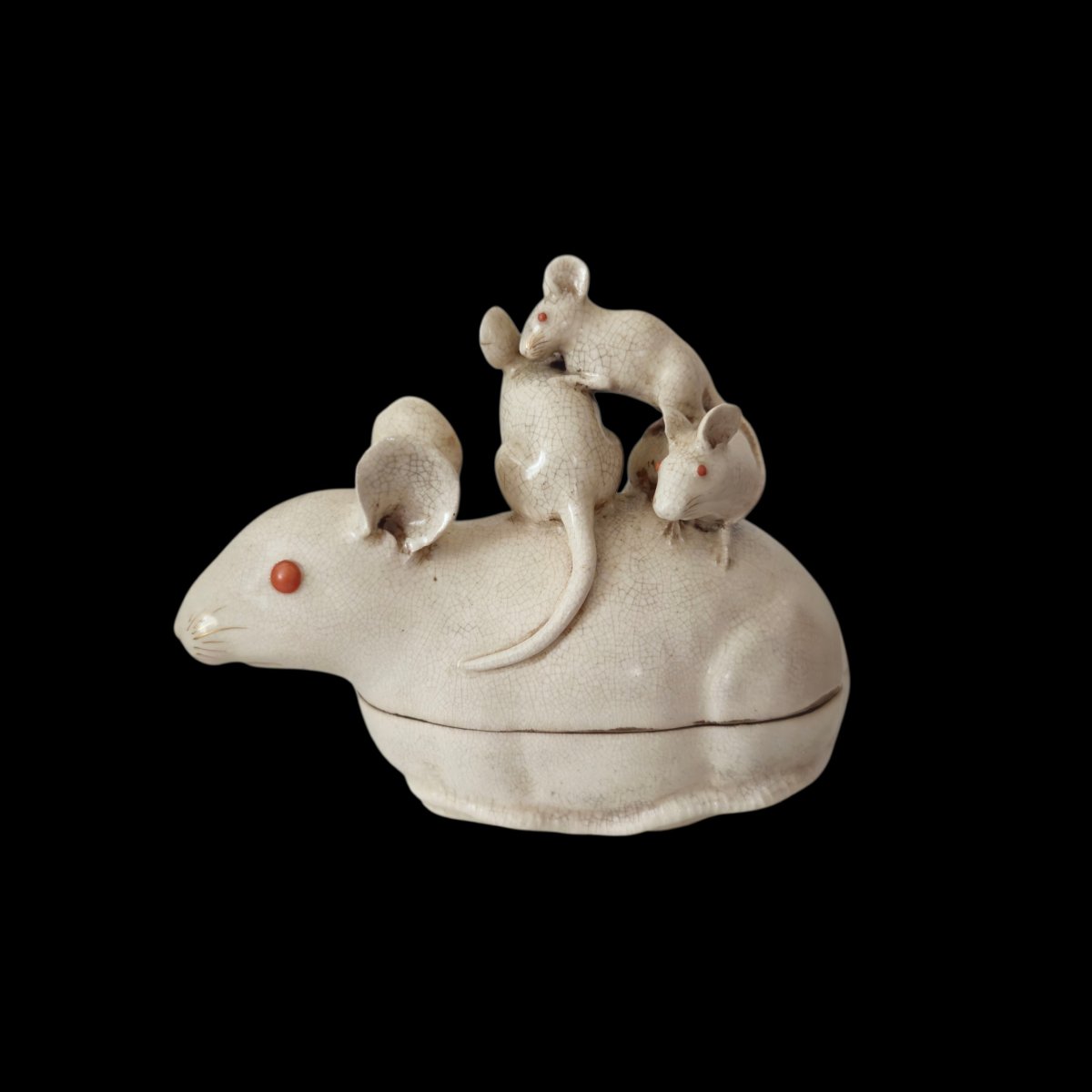 Kogo aux souris en céramique blanche d'Osaka.Japon .encens. -photo-2