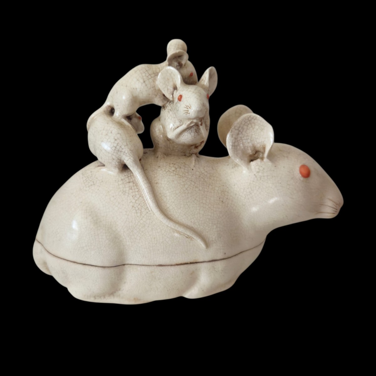 Kogo aux souris en céramique blanche d'Osaka.Japon .encens. 