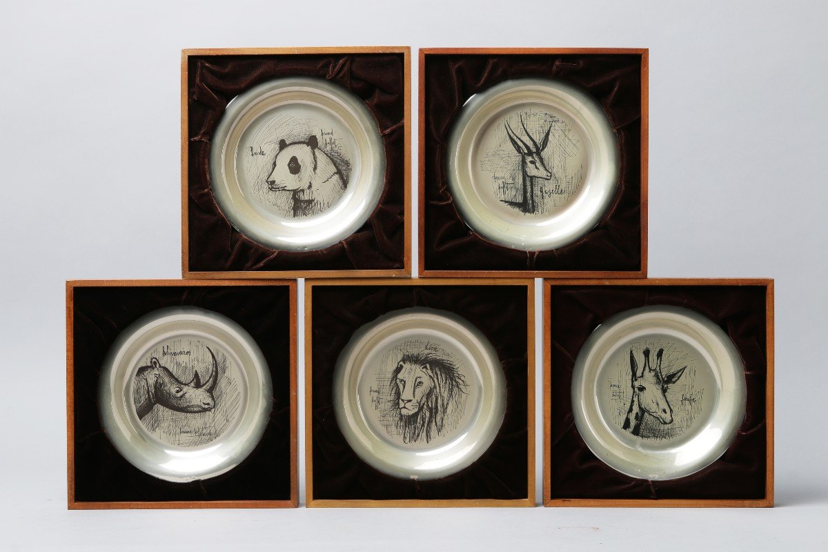 Bernard Buffet,  Assiette Argent massif à l'Unité