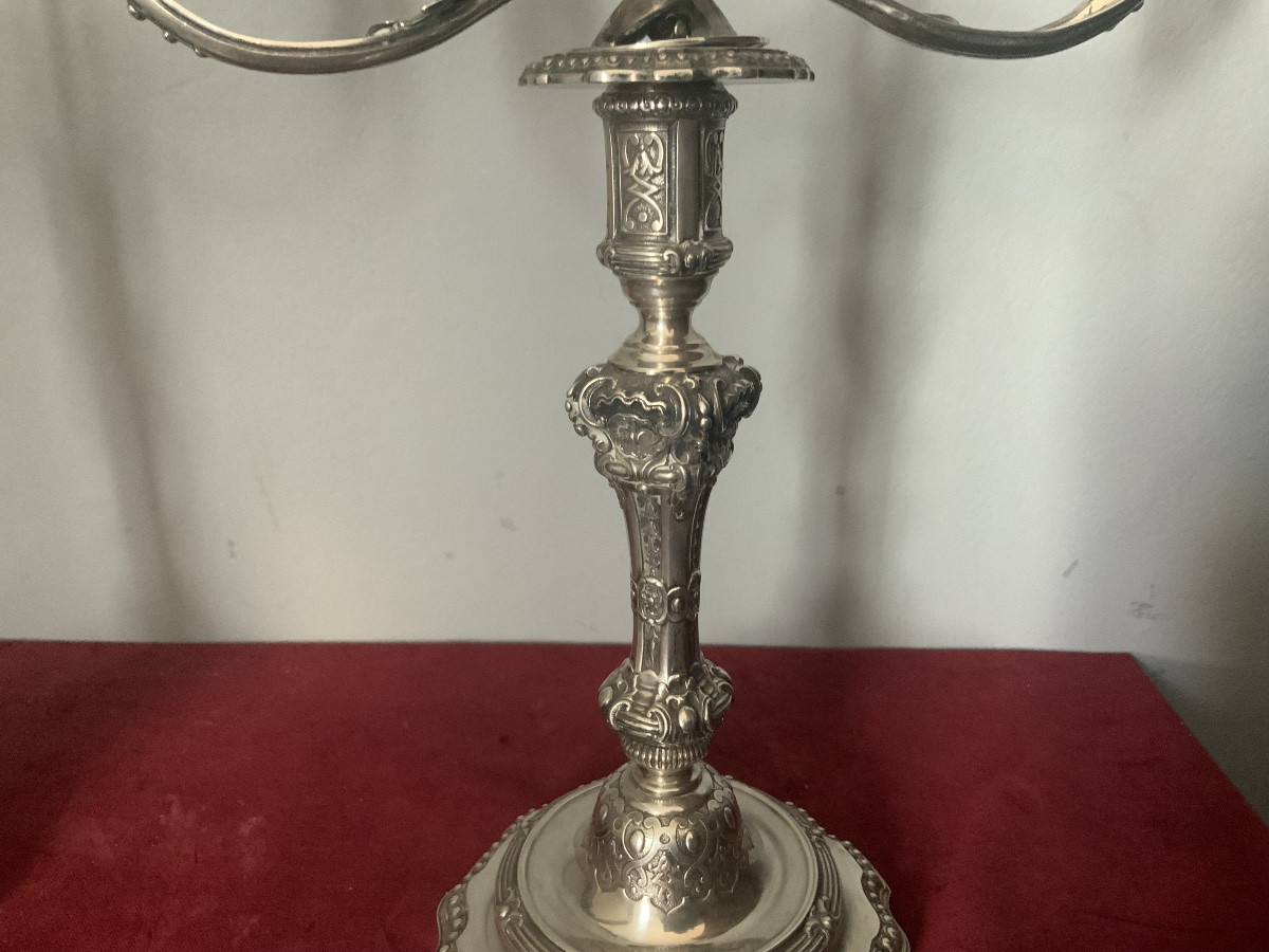 Paire de bougeoirs en argent « Odiot »-photo-3