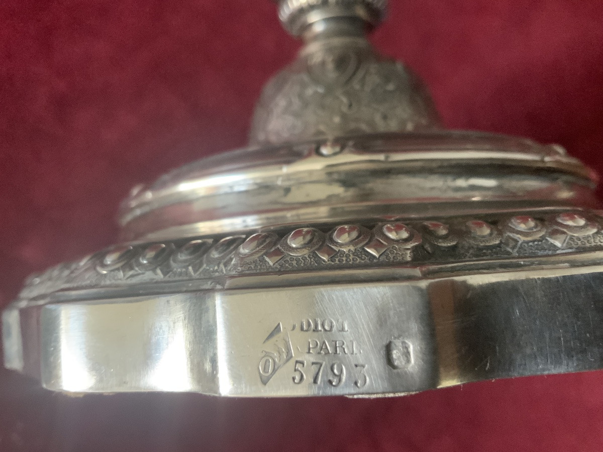 Paire de bougeoirs en argent « Odiot »-photo-4