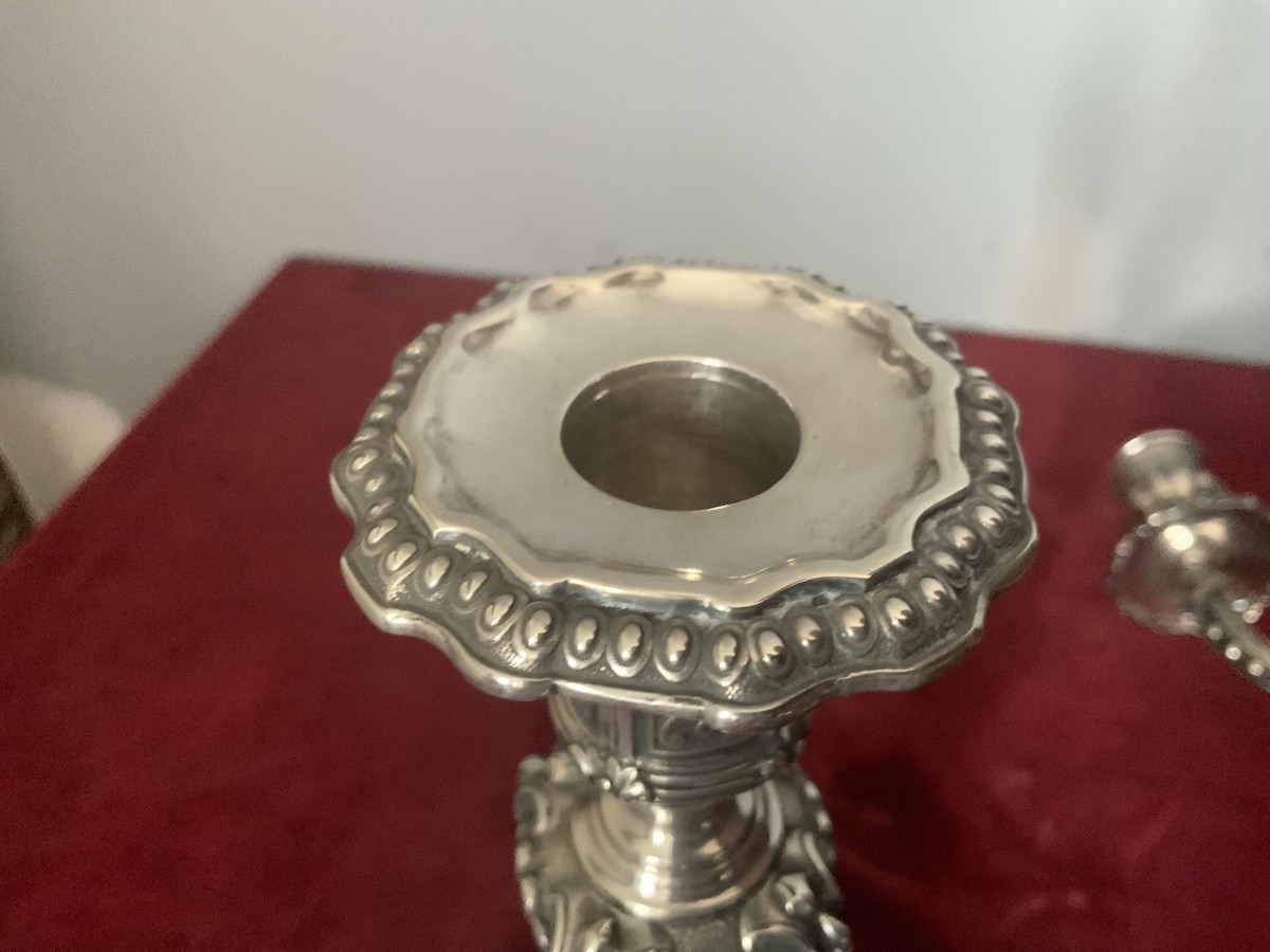 Paire de bougeoirs en argent « Odiot »-photo-1