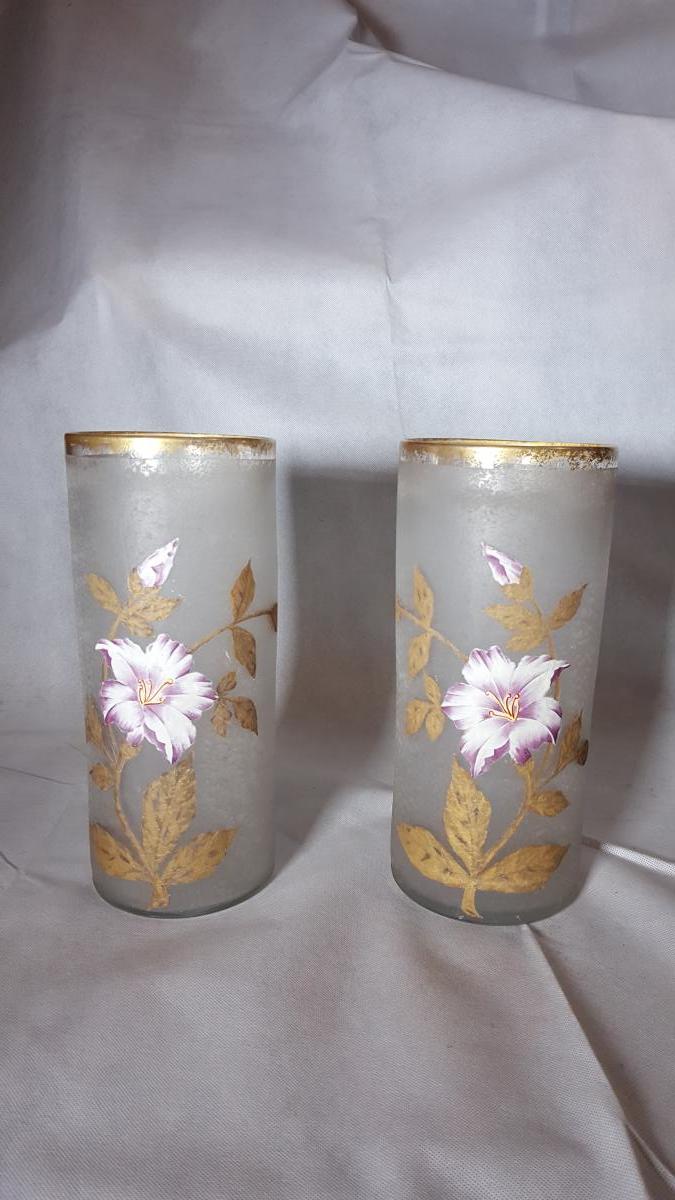 Pair Of Legras Cylindrical Vases