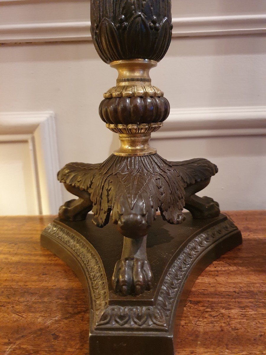 Pair Of Candlesticks Mounted In Restoration Period Lamps-photo-2