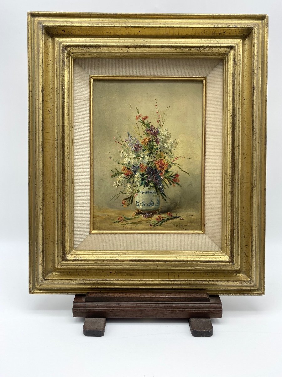 France XIX Eugène Petit (1839-1886) Oil Painting On Panel Vase Of Wild Flowers-photo-6