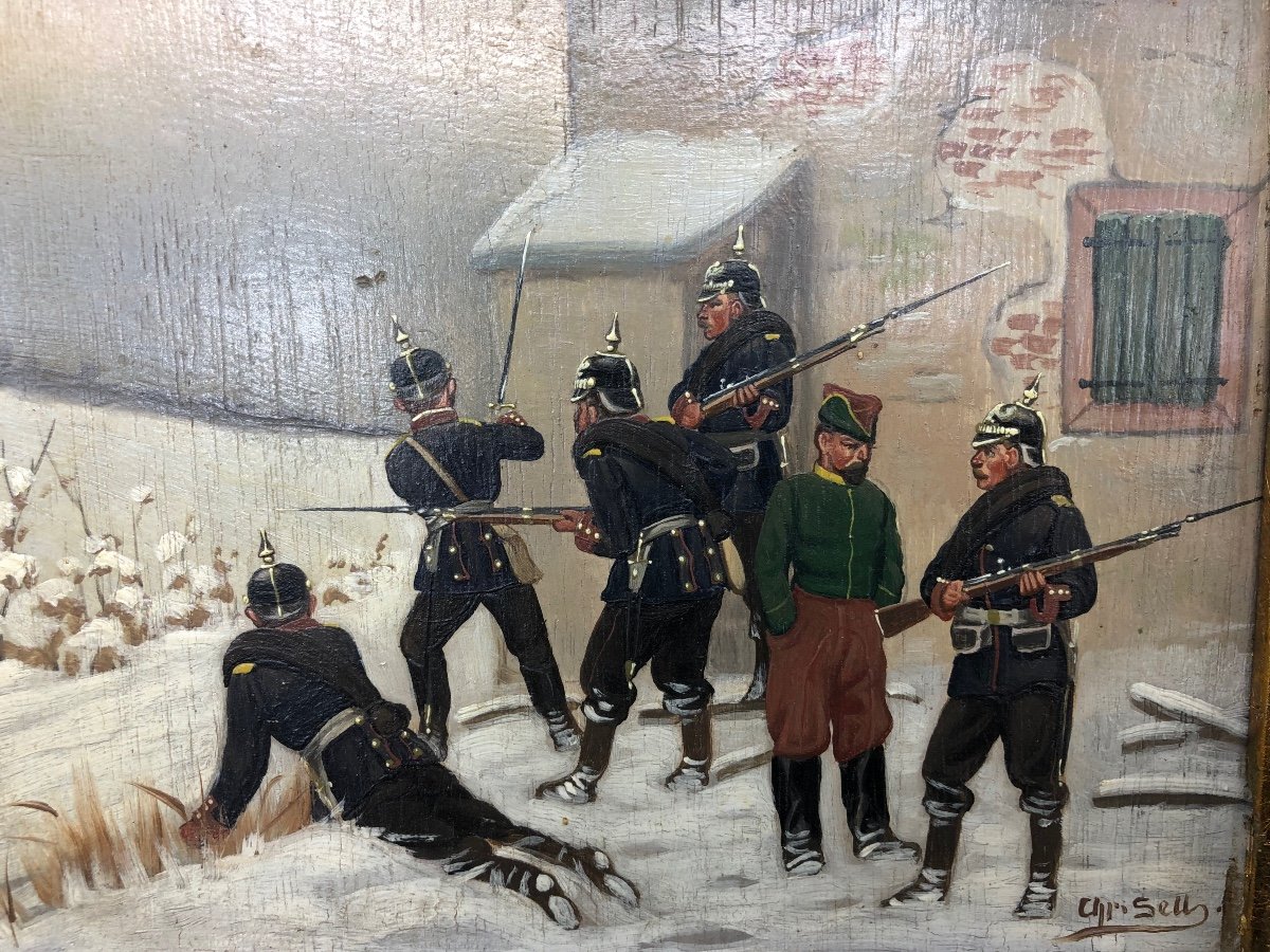 XIX Christian Sell (1831-1883) Germany A Pair Of Paintings On The Franco-german War-photo-2