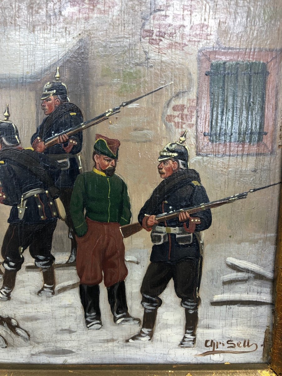 XIX Christian Sell (1831-1883) Allemagne Une Paire De Peintures Sur La Guerre Franco-Allemande-photo-4