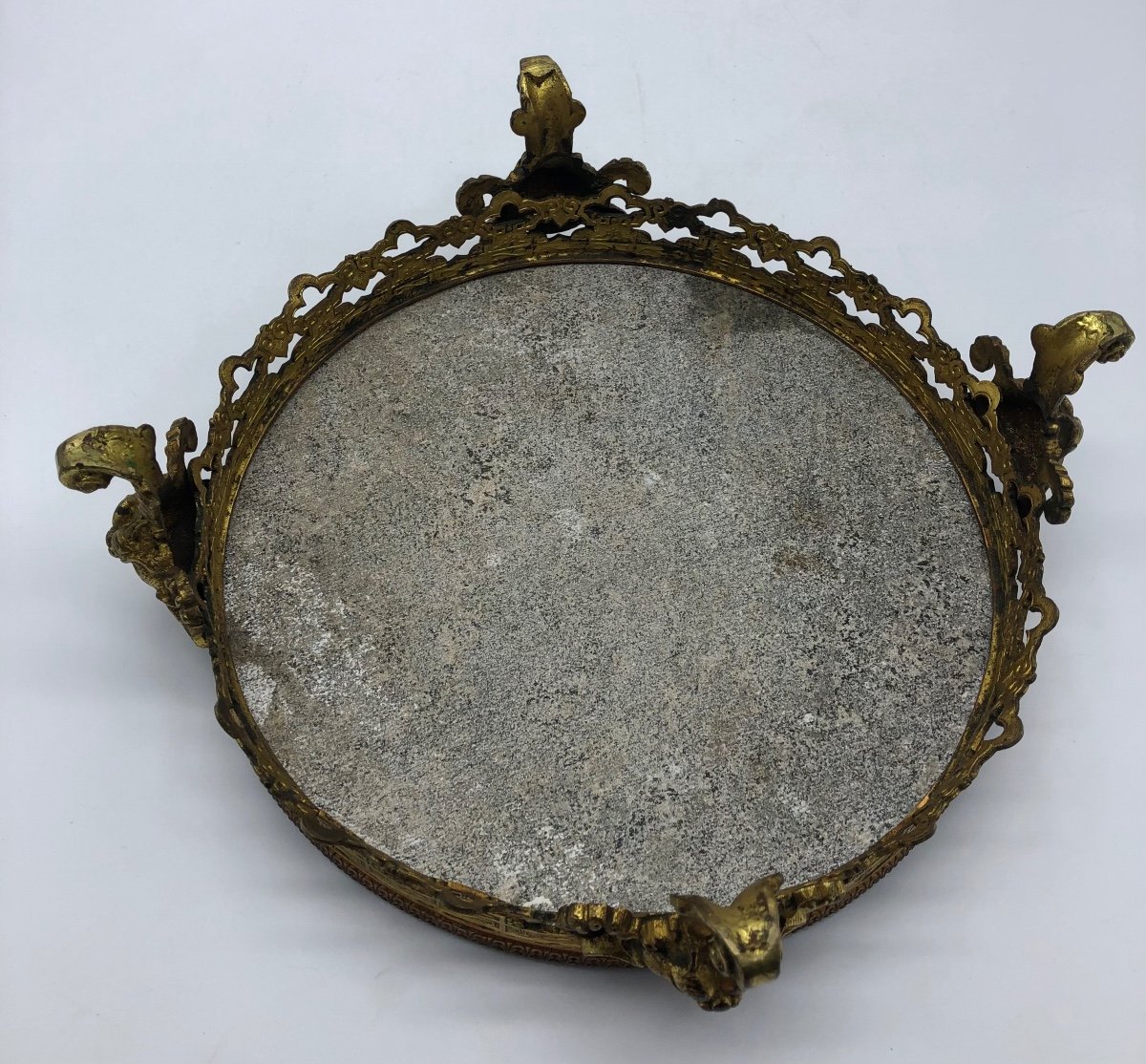 Ca 1900 Antique Chinese Vase Support In Gilt Bronze With Dragon Feet-photo-4