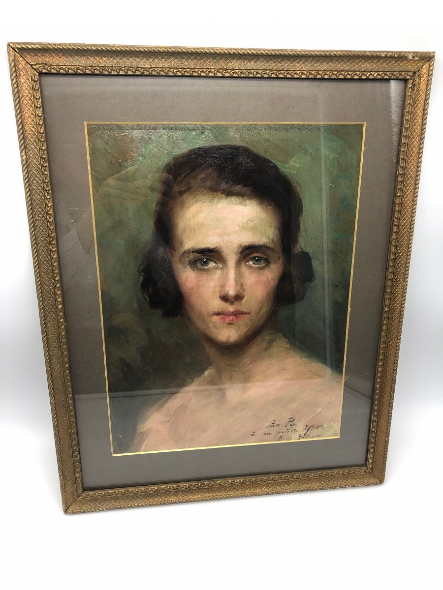  Alex De Andreis (Belge 1871-1939) peinture Portrait De Jeune Femme-photo-2