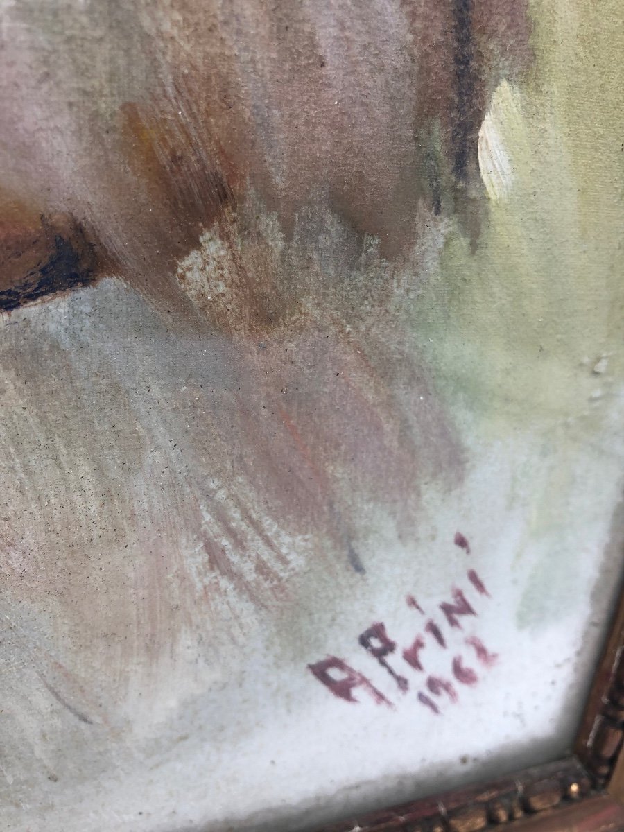XX Peinture à l'Huile Italienne Portrait d'Un Lévrier Irlandais Blanc-photo-4