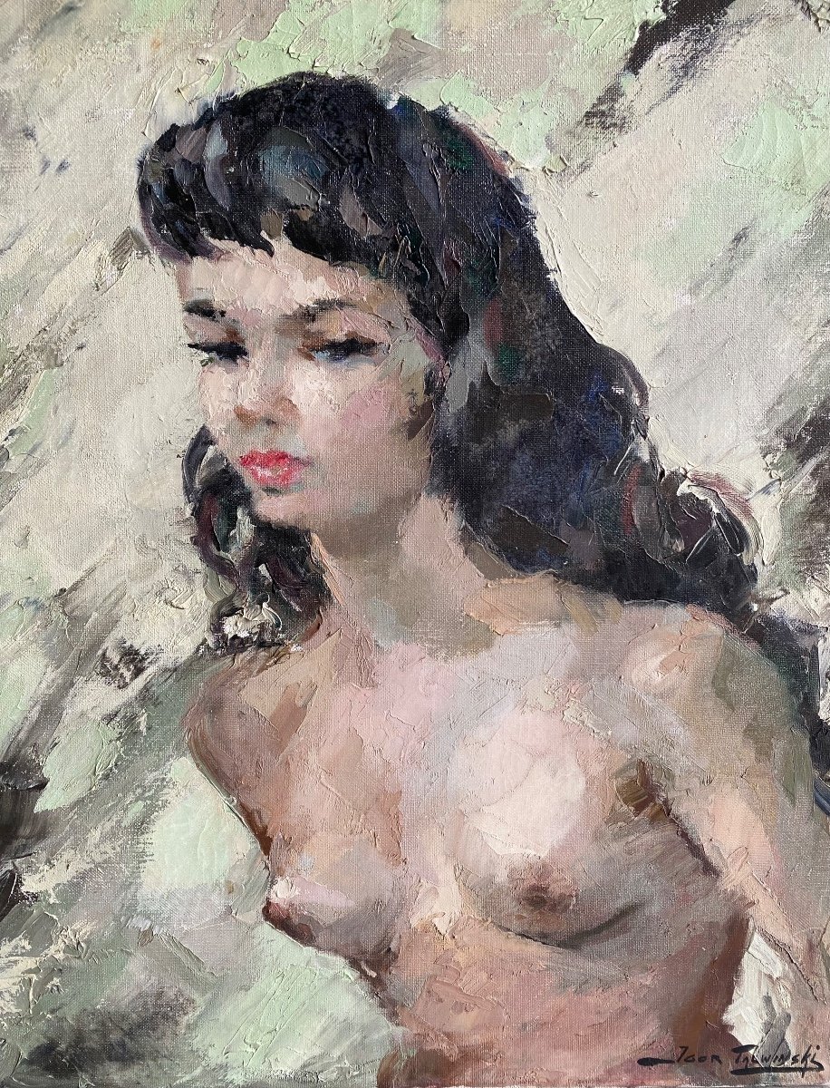 Igor Talwinski (1907-1983) Peinture à l'Huile Française Polonaise Portrait Sur Toile d'Une Jeun