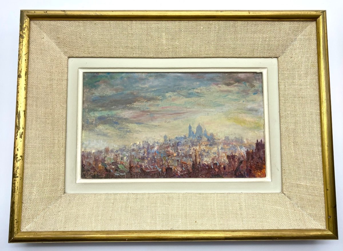 XX France Pierre Moberg Circa 1962 Painting Oil On Canvas View Of Montmartre Paris  -photo-3