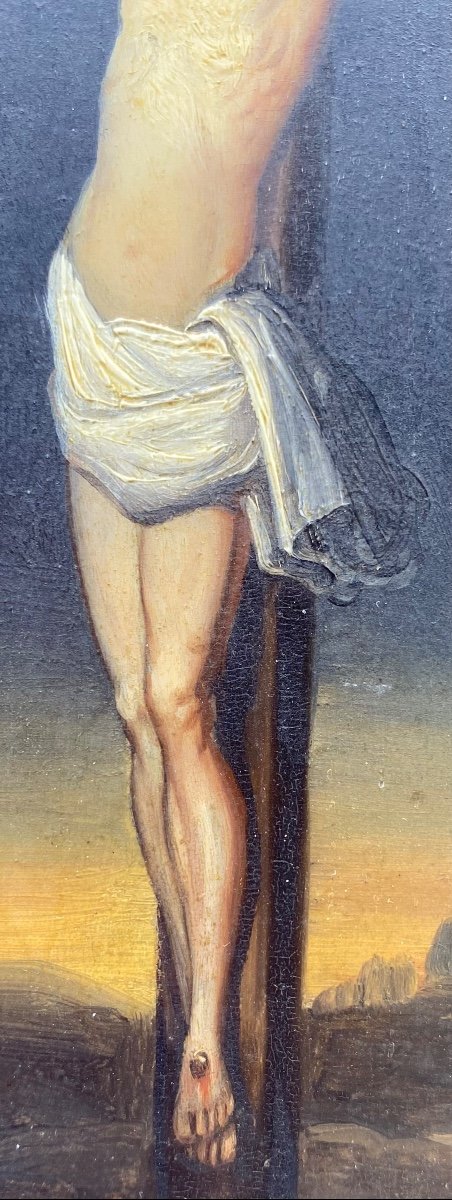 Ancien XVII/XVIII Siècle France Tableau Peinture Huile Sur Panneau Corpus Christi -photo-4