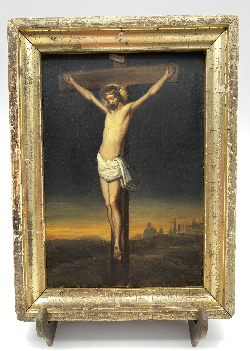 Ancien XVII/XVIII Siècle France Tableau Peinture Huile Sur Panneau Corpus Christi 