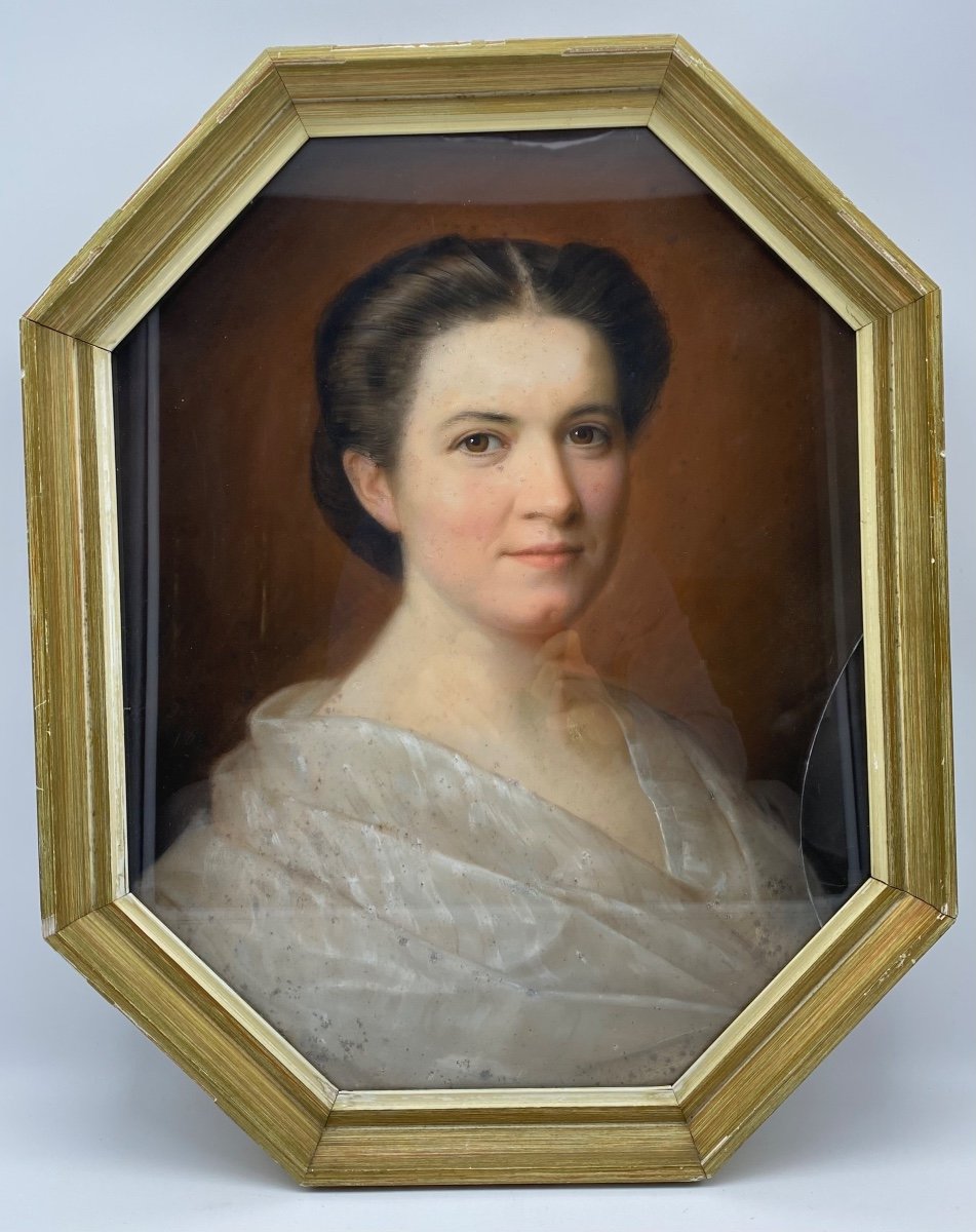 Heinrich Siebert Sr. XIX Siècle 1866 Rare Paire De Portrait Au Pastel Représentant La Nobilité -photo-2
