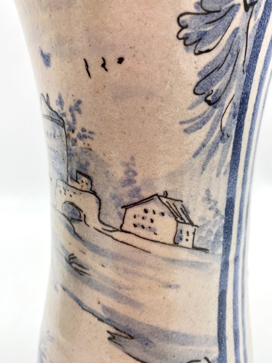 XVIII Italy Savona Pair Of Albarelli Blue And White Majolica Pharmacy Jars-photo-8