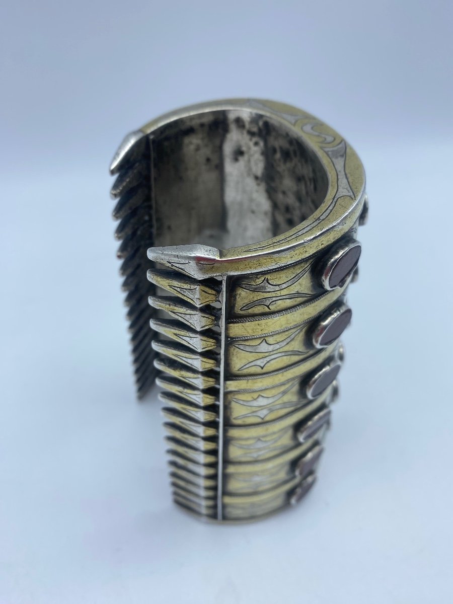 Bracelet Ethnique Turkmène Tekke Ancien Et Rare En Argent Et Cornaline-photo-3