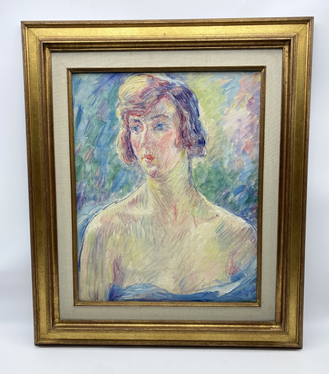 William Malherbe (1884-1955) France Impressionniste Portrait De Femme Peinture Huile Sur Toile