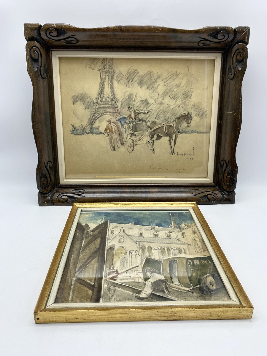 Belgique Armand Massonet (1892-1979) Trois Aquarelles Encadrées-photo-2