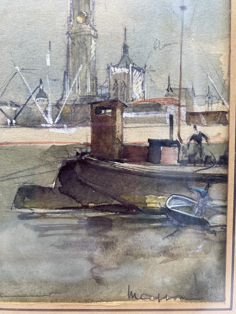 Belgique Armand Massonet (1892-1979) Trois Aquarelles Encadrées-photo-1