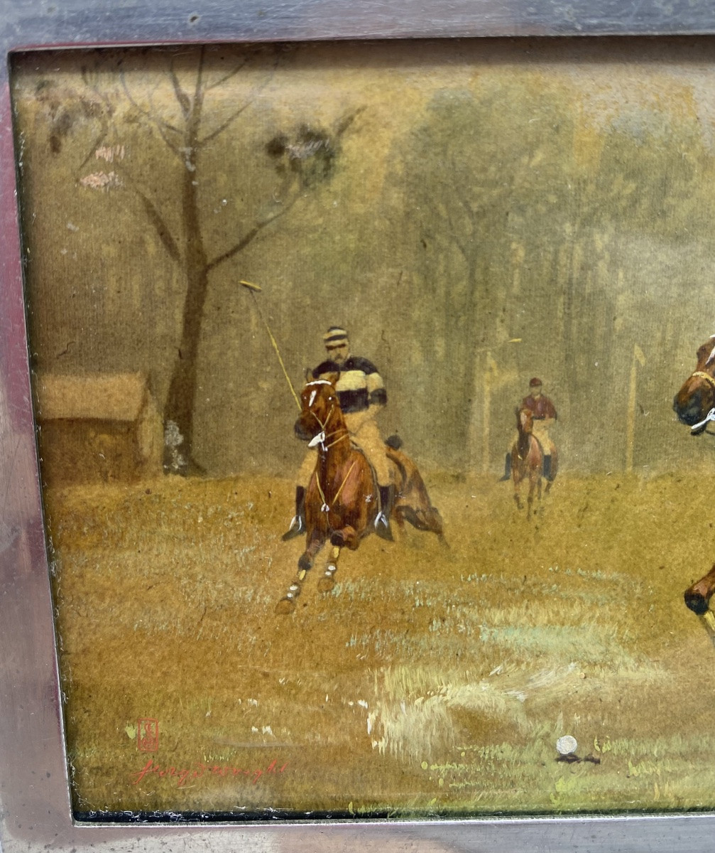George Wright (1860-1942) British Art Deco Painted Polo Box-photo-7