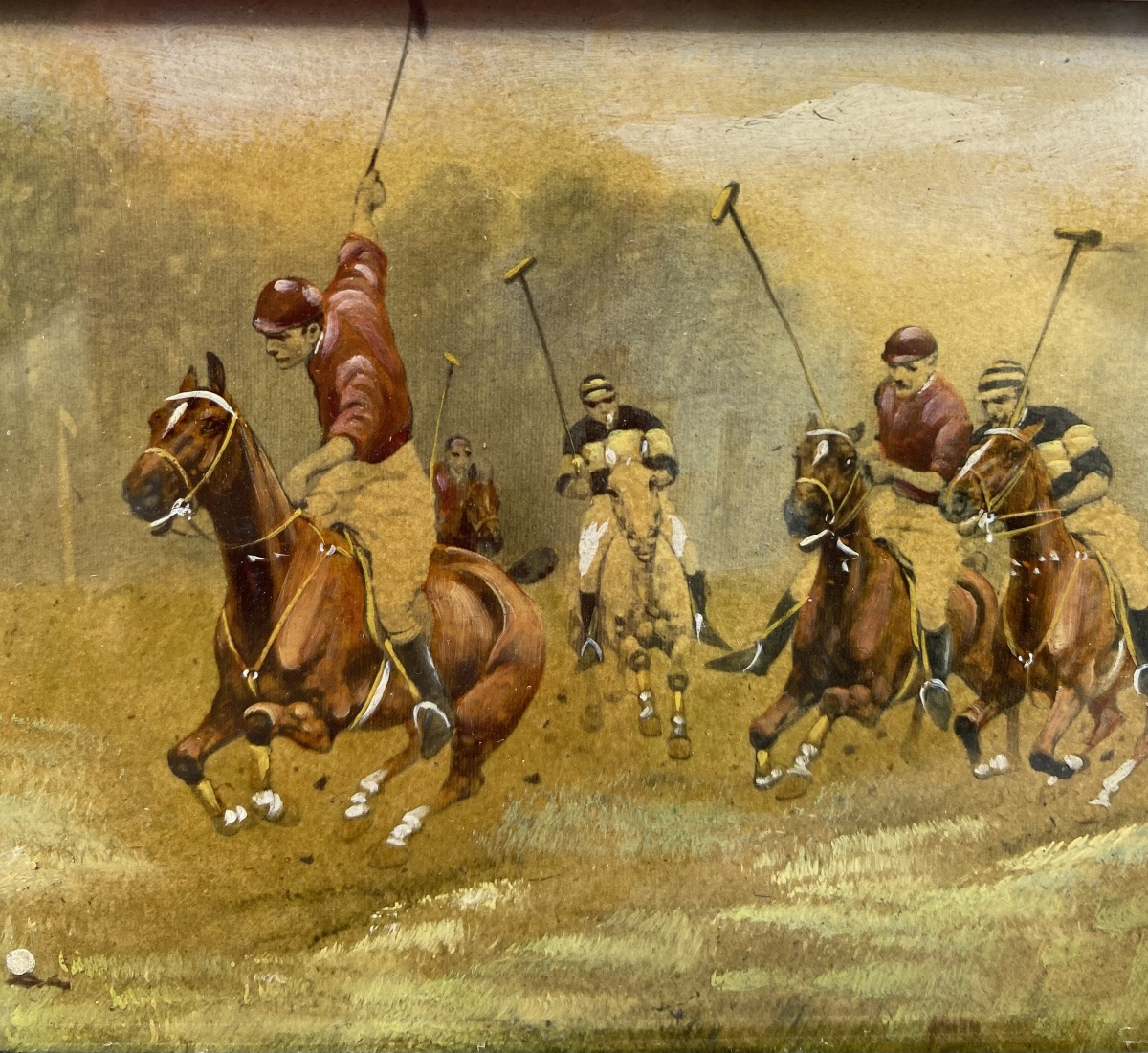 George Wright (1860-1942) British Art Deco Painted Polo Box-photo-8