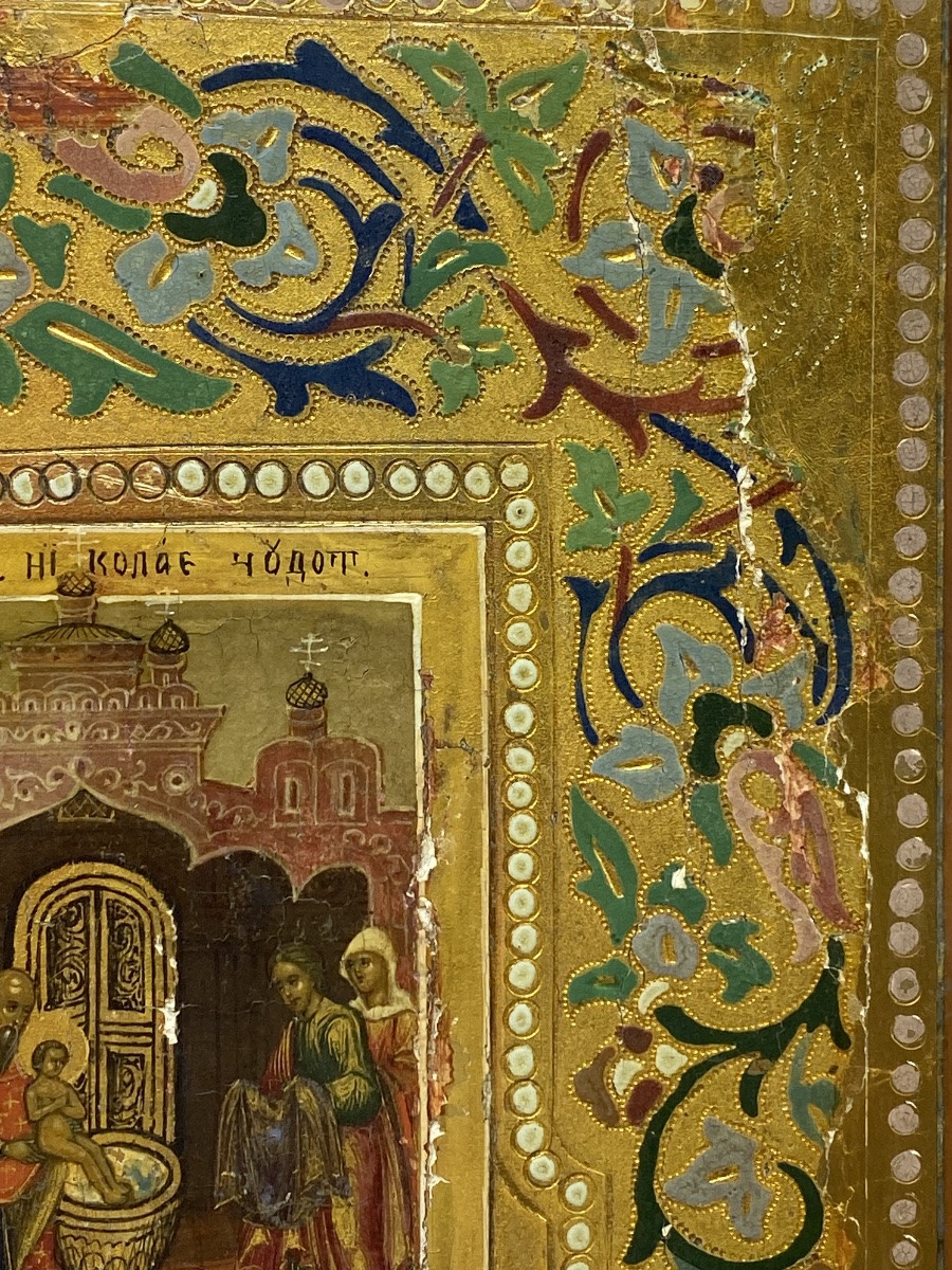 ICÔNE ORTHODOXE RUSSE DE SAINT NICOLAS DE MOJAYSK, ANCIENNE ET IMPORTANTE, 53,5 X 44 CM-photo-7