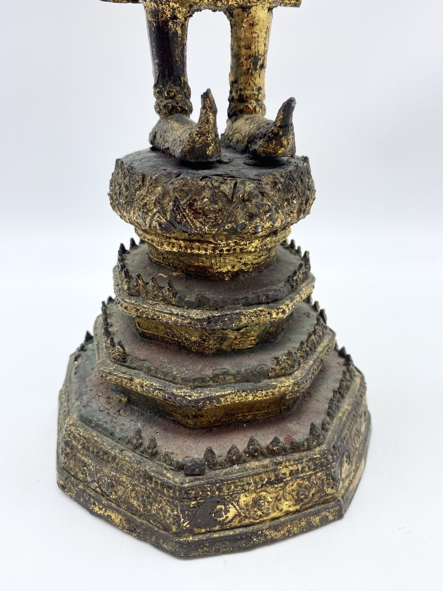 1868-1910 An Antique Thai Rattanakosin Period Gilt-bronze Statue Of The Buddha -photo-4